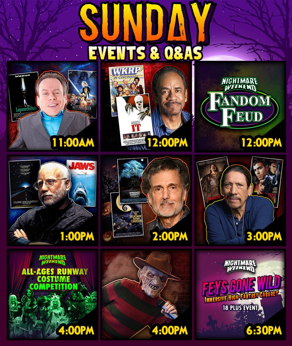 Join us for the final day of Nightmare Weekend!

Tickets are still available so get yours today! nightmareweekend.info/ticketsrva

#NightmareWeekendRichmond #NightmareWeekend #ComicCon