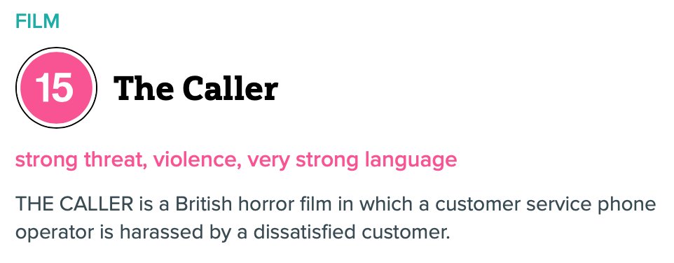 HypericumFilms's tweet photo. Our @BBFC rating for #featurefilm THE CALLER aka #Minacious https://t.co/Mlmm3BZ74K https://t.co/RbDbwLW2Ui