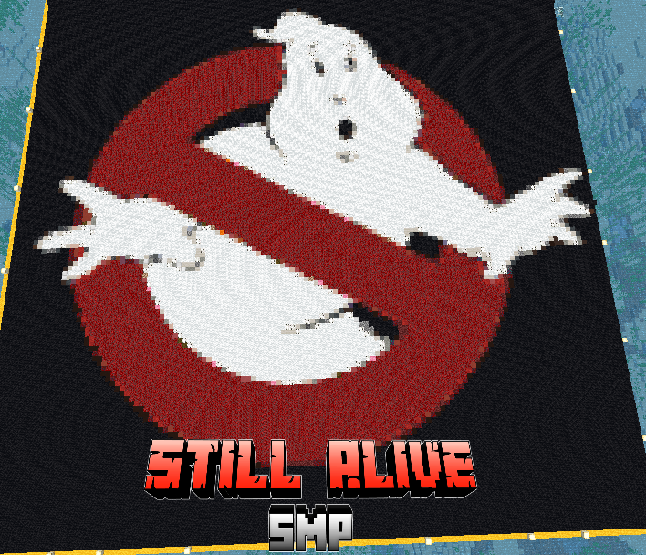 cezenn's tweet photo. ITS DONNE! Finished our amazing #Ghostbusters Halloween #MinecraftMapArt on #StillAliveSMP #SASMP was super fun to make and hope to share with all the community! Also thnxs for the raid @AniLover16 ! We sent our crew to @BozzOnTwitch who is live right now! Go check him out! https://t.co/eu12yb57nk