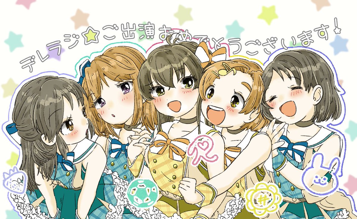 ryuzaki kaoru ,sasaki chie ,tachibana arisu multiple girls 5girls short hair long hair brown hair bow hair bow  illustration images