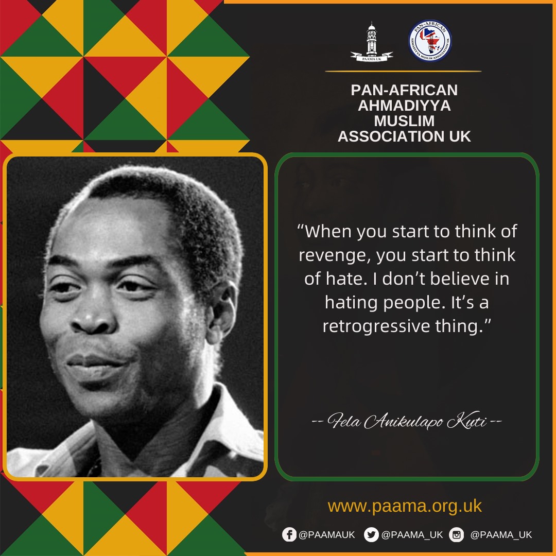 PAAMA_UK's tweet photo. "When you start to think of revenge, you start to think of ..."

Fela Anikulapo Kuti 

#BlackHistoryMonth 
#BlackHistoryMonth2023 https://t.co/6OySEcu2Gt