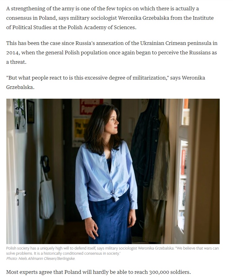 Weronika Grzebalska (@weronikazuzanna) on Twitter photo Danish <a href="/berlingske/">Berlingske</a> has a really good, in-depth piece on the ongoing #defense boost in #Poland and its geopolitical/societal drivers and economic/demographic restraints. Kudos to quality journalism on a polarizing topic. Happy to have provided some comments!:) Danish <a href="/berlingske/">Berlingske</a> has a really good, in-depth piece on the ongoing #defense boost in #Poland and its geopolitical/societal drivers and economic/demographic restraints. Kudos to quality journalism on a polarizing topic. Happy to have provided some comments!:)