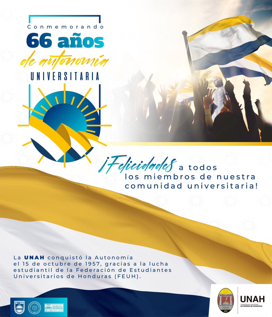Hoy conmemoramos 66 años de la conquista de nuestra autonomía universitaria, hito que ha permitido la libre búsqueda del conocimiento, el progreso, la excelencia y la participación activa de la universidad en la transformación de la sociedad. ¡Felicidades comunidad universitaria!