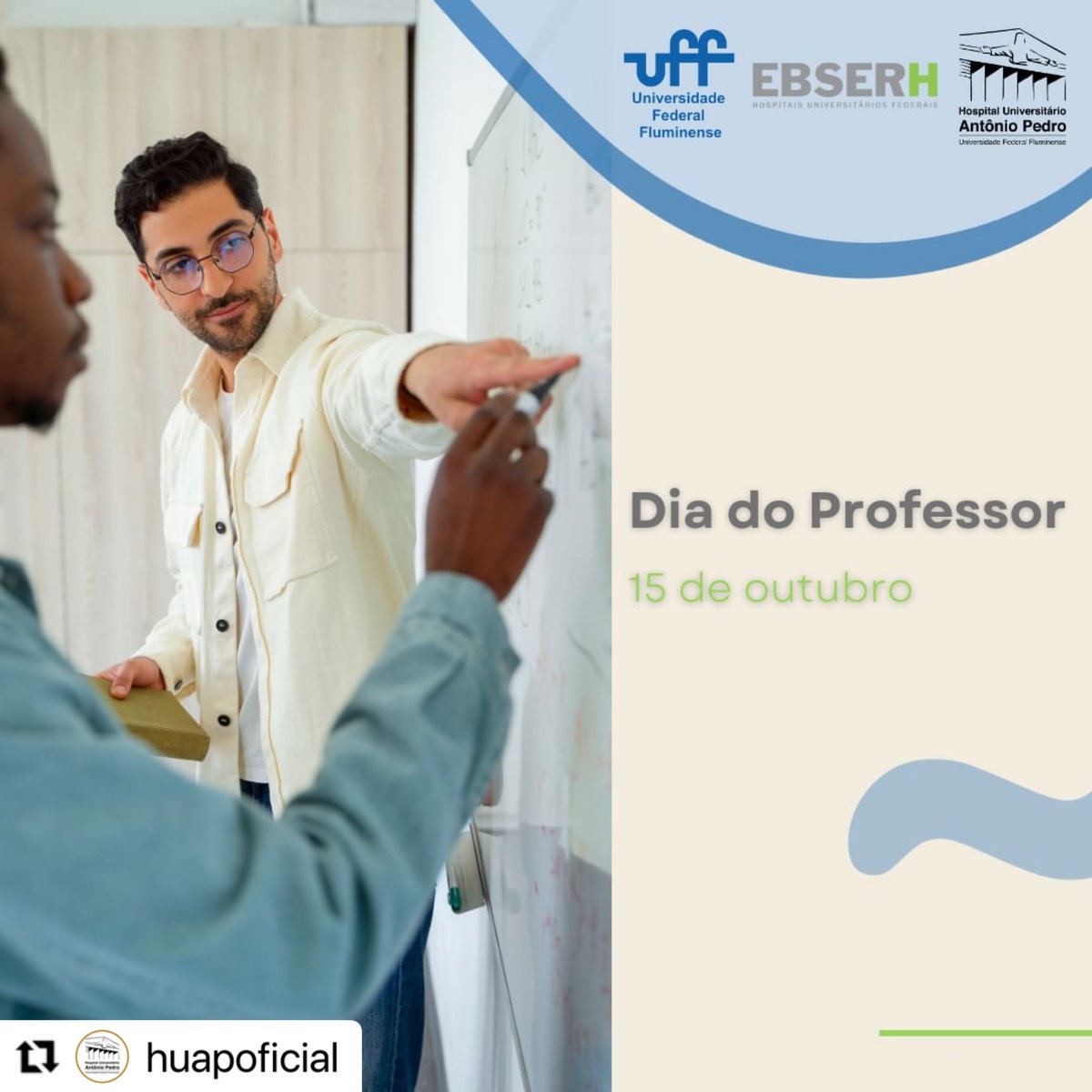 OckeReis's tweet photo. Parabéns a todos os professores.👏🏻👏🏻👏🏻👏🏻👏🏻
#Repost @huap
Viva os professores, profissionais da educação e nossos mestres! 📚🖊
Como hospital de ensino, o Huap não poderia deixar de homenagear os professores da instituição.
@uff_br
#huap #diadoprofessor #ensino #pesquisa https://t.co/Zh1psWfz13