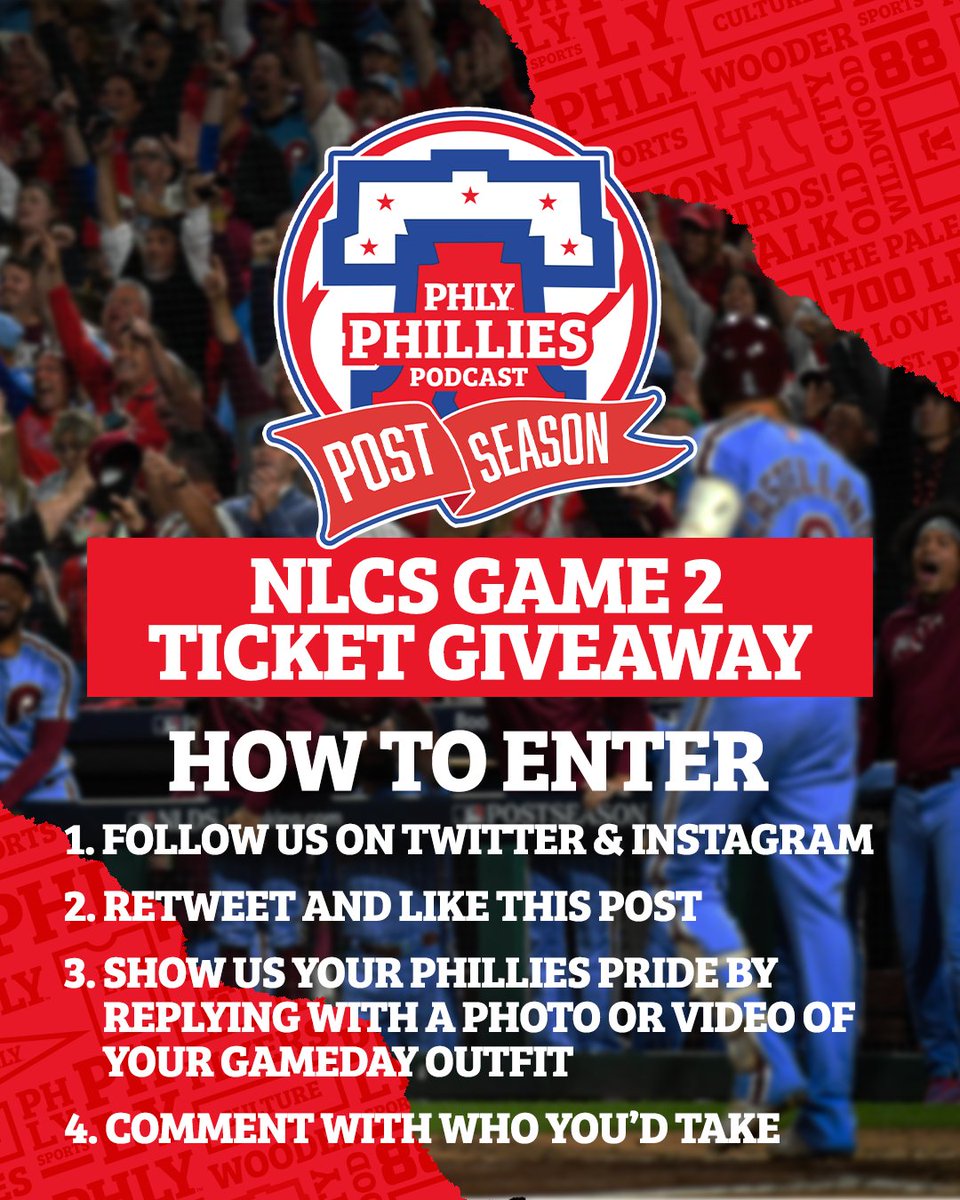 PHLY_Phillies's tweet photo. Ever wondered what it was like to watch a game with @ReneePwash &amp; @jelynchjr? Here's your chance!

We are giving away 2️⃣ NLCS GAME 2 TICKETS 🎟️, and enjoy a few innings with Renee and Jamie!

All you have to do is follow 4️⃣ easy steps 👇 | #RedOctober https://t.co/pWFdnUpoE0