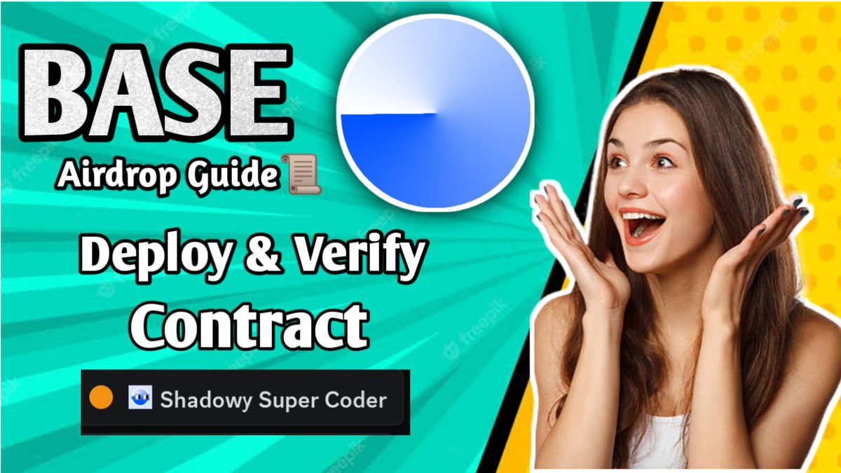 TheMaran's tweet photo. Get ready! $BASE airdrop is coming soon!

🚨Rumors about the $BASE token are spreading like wildfire.

😉We have a chance to get a huge airdrop 🪂 

Here's a detailed guide on how to deploy &amp; verify a smart contract on BASE 👇 https://t.co/y1VOSlioVN