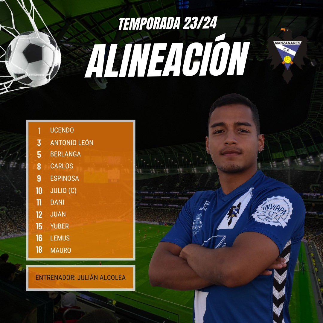 Manzanares_CF_'s tweet photo. XI | Ya tenemos alineación para el derbi 🆚 @CD_Valdepenas que dará comienzo a las 17:30.

¡Vamos afición, todos al José Camacho! 💙

#VamosManzanares💙 https://t.co/N5BnS5Xdk0