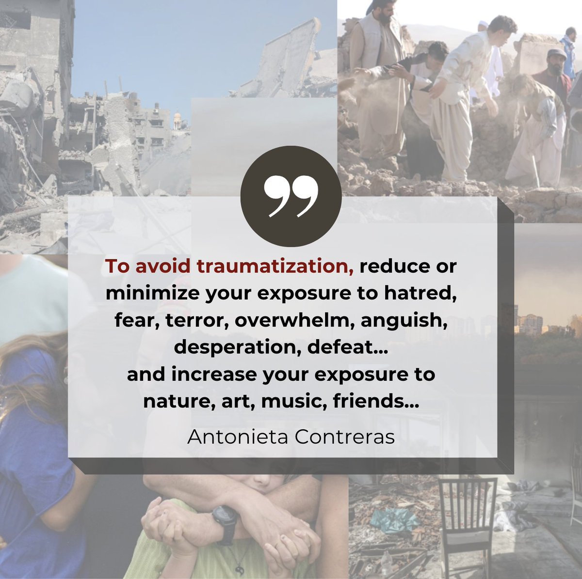 AntonietaCont10's tweet photo. We can't ignore the impact current events are having on our mental health. Please make intentional choices about what you allow into our mental space to contribute to your own well-being amid the turbulent currents of our world.
#MentalHealthMatters #Traumatization #Trauma https://t.co/dHydW8WmdQ