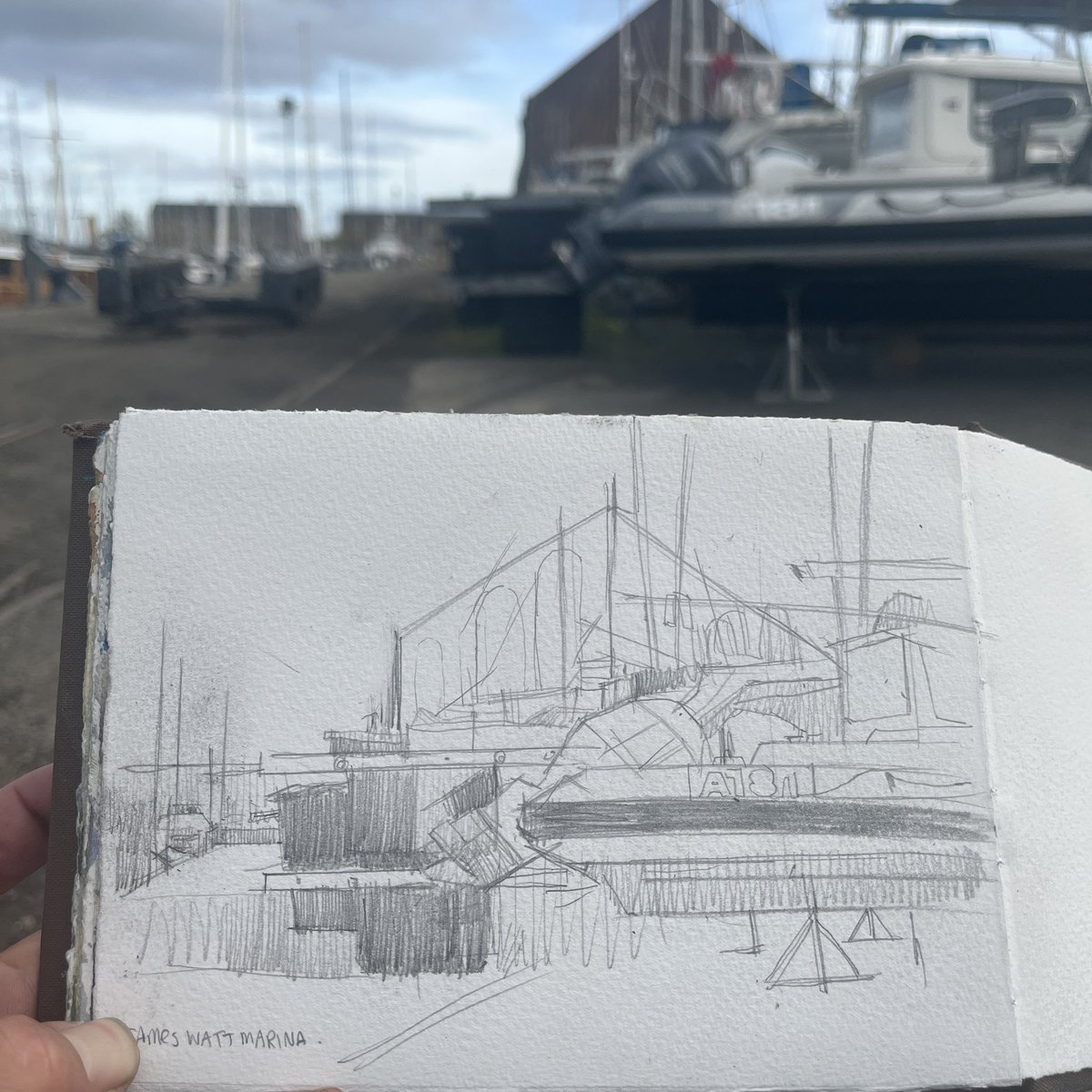 Little pencil sketch at the @jwdmarina