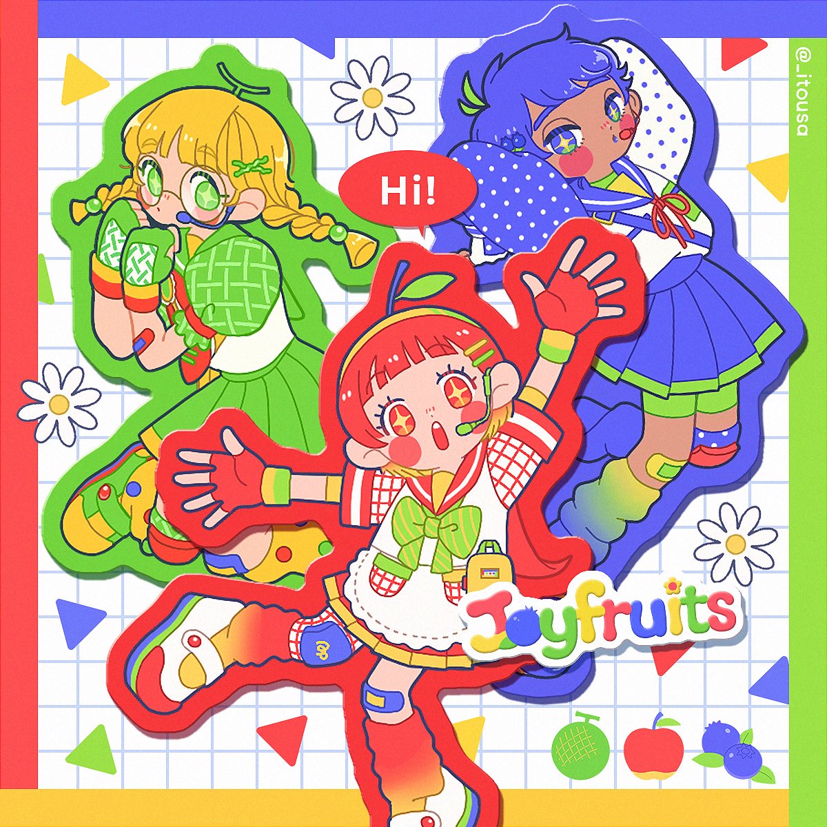 _itousa's tweet photo. [OC] Fruits × School × Idols 🍎🎤🏫 https://t.co/JBS2KJZ37D