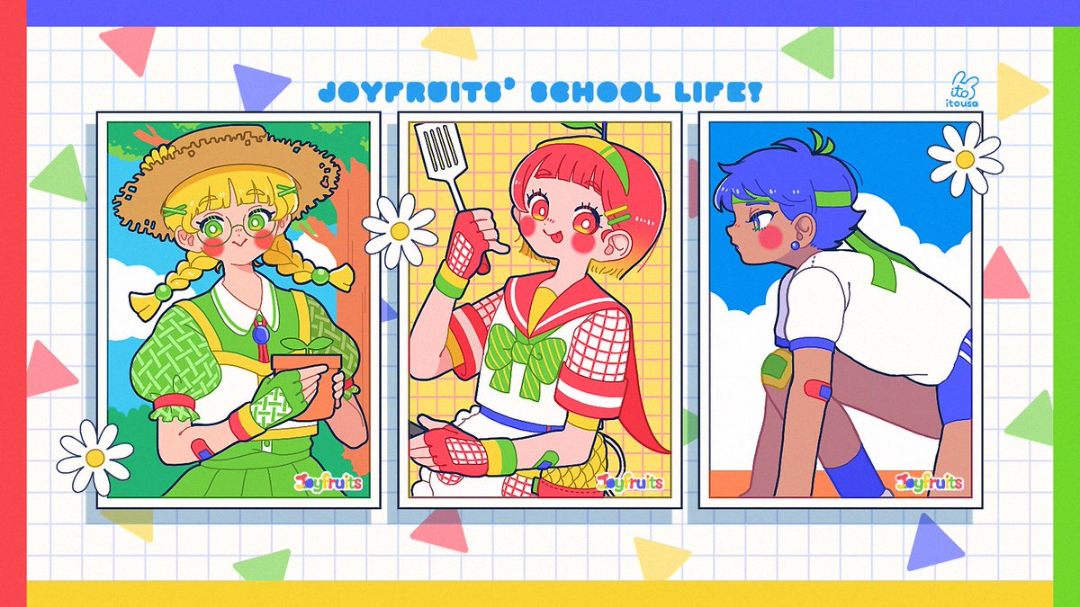 _itousa's tweet photo. [OC] Fruits × School × Idols 🍎🎤🏫 https://t.co/JBS2KJZ37D