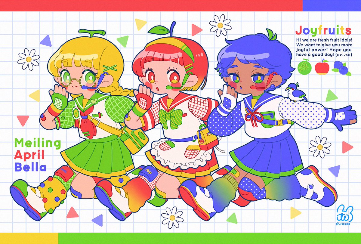 _itousa's tweet photo. [OC] Fruits × School × Idols 🍎🎤🏫 https://t.co/JBS2KJZ37D