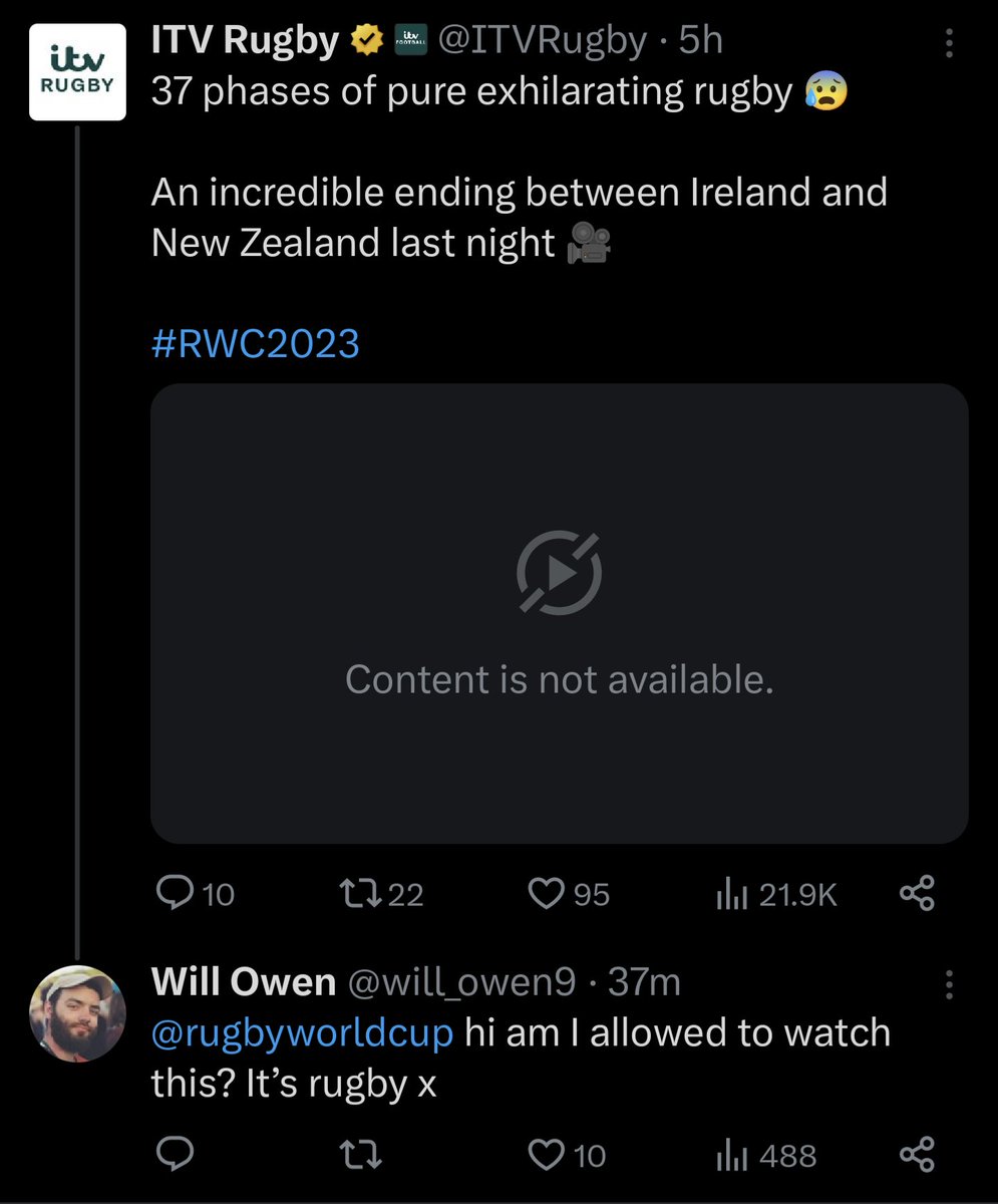 wPRDCC's tweet photo. @will_owen9 @ITVRugby @rugbyworldcup Don't worry, they fixed it https://t.co/VTQ3iwBTfh