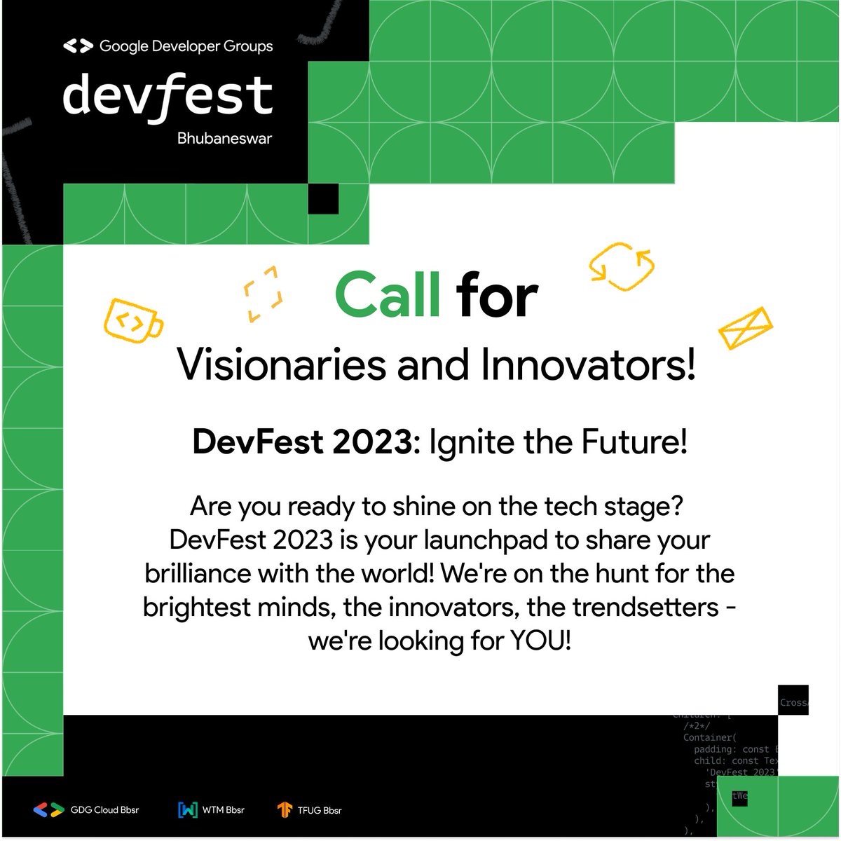 gdgbbsr's tweet image. Calling All Tech Trailblazers!  Share your expertise with the world at DevFest 2023! We&apos;re on the hunt for inspiring speakers who are ready to set the stage on fire. Submit your proposal here by 1st Nov 2023:   devfest.gdgbbsr.in/cfp

#DevFestBhubaneswar #DevFest #DevFest2023