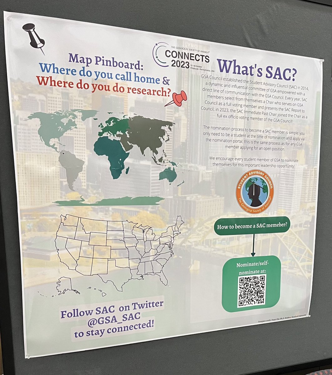 Come to the GeoCareers Center (Room 403) and participate on our interactive poster and learns about SAC! Student, nominate yourself or others for SAC positions:
#GSA2023