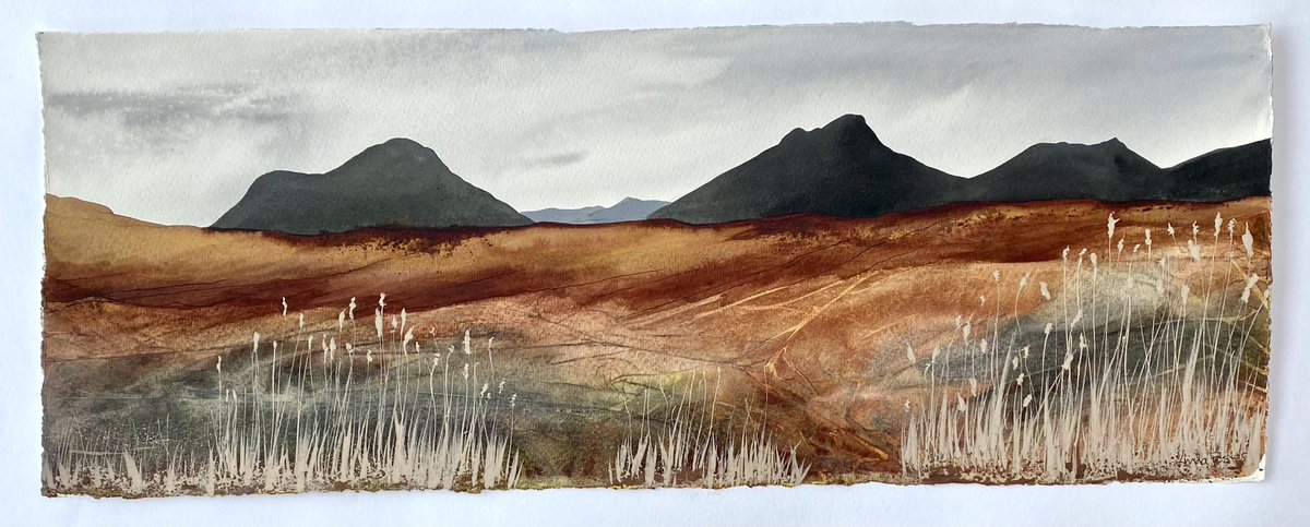 Inspired by a recent trip north #North #scottishartist #contemporaryart #watercolour #scottishlandscape #flowcountry