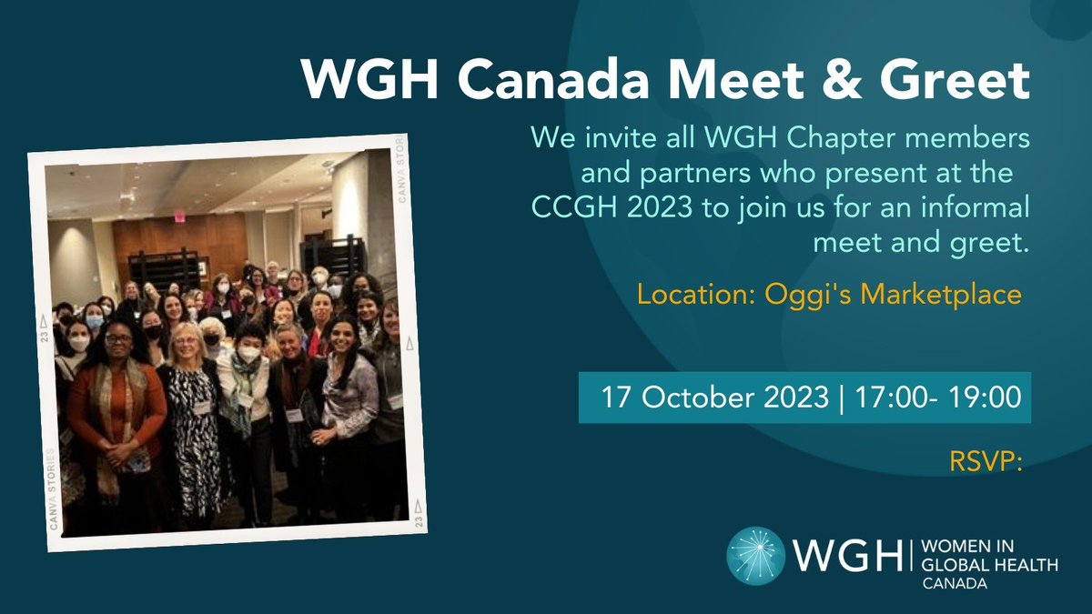 Women in Global Health Canada (@wghcanada) on Twitter photo WGH Canada Meet and Greet: Inviting WGH Canada Chapter members and partners to join us for a Meet & Greet 17 Octobre 2023! In conjunction with the #CCGH2023. <a href="/CAGH_ACSM/">Can Global Health â SantĂ© mondiale Can</a>
forms.gle/V65B32WYGVvE1R⊠WGH Canada Meet and Greet: Inviting WGH Canada Chapter members and partners to join us for a Meet & Greet 17 Octobre 2023! In conjunction with the #CCGH2023. <a href="/CAGH_ACSM/">Can Global Health â SantĂ© mondiale Can</a>
forms.gle/V65B32WYGVvE1RâŠ