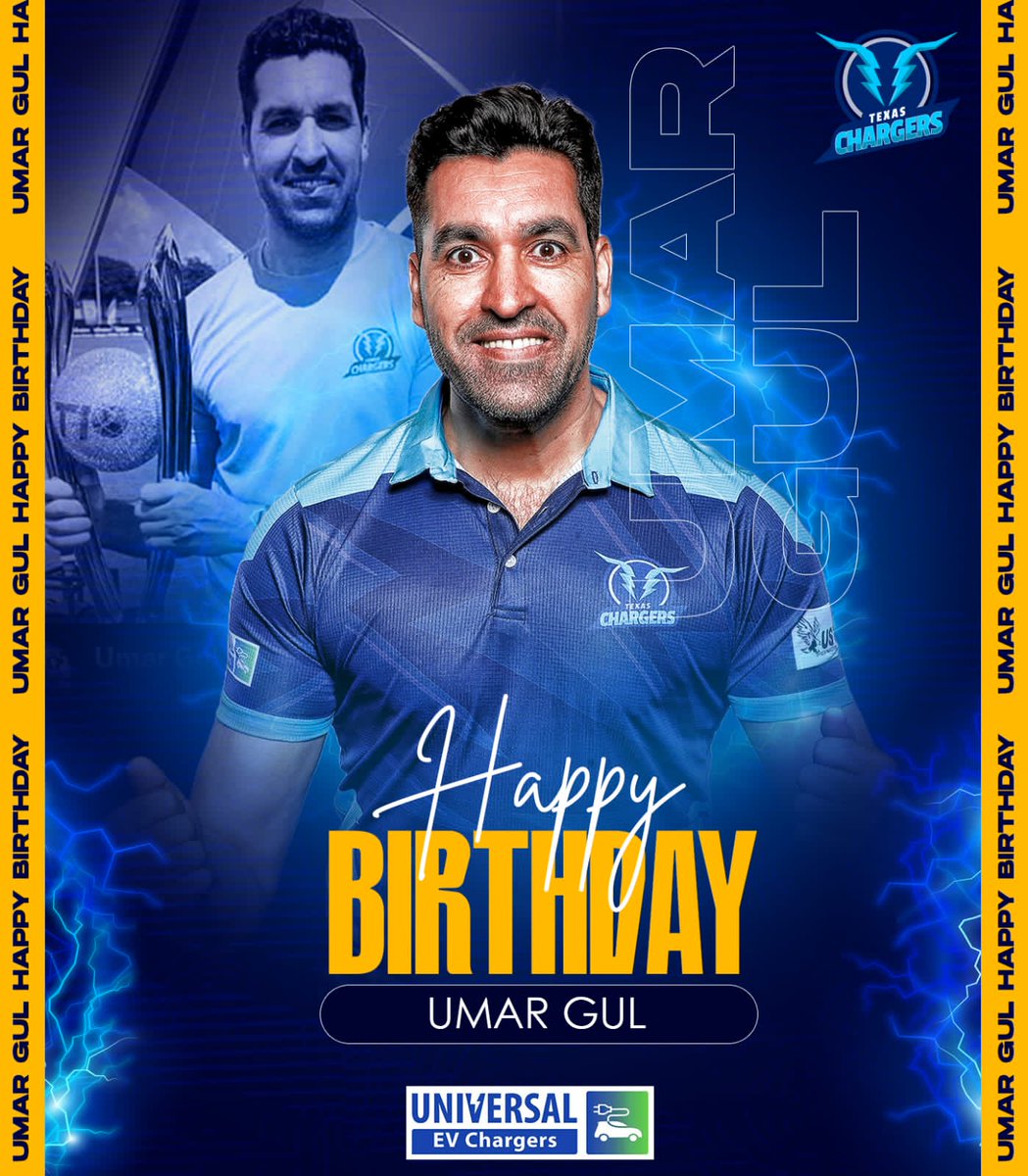 Wishing a 'Charging' Happy Birthday to the unstoppable Umar Gul!💙

May your year be as incredible as your game on the field 🙌

@mdk_gul

#TexasChargers #USMastersT10 #USACricket #Cricket #ChargingToVictory #UmarGul