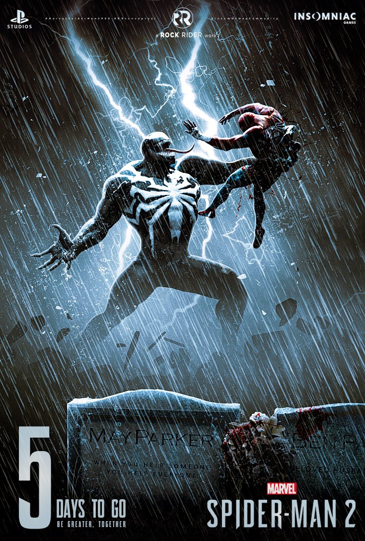 ursRockrider's tweet image. Hasn’t anyone ever told you pretending to be Super Heroes is dangerous business?

5 DAYS until Marvel's Spider-Man 2 release. 🕸️🕷️🖤

@YuriLowenthal @TonyTodd54 #SpiderMan2PS5 #RRconceptual