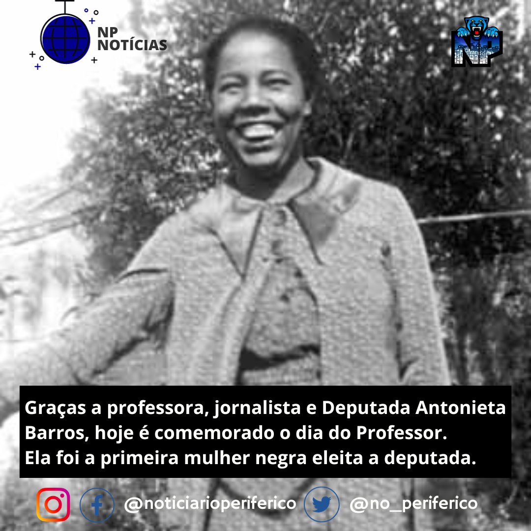 no_periferico's tweet photo. HOJE É DIA DO PROFESSOR!
PARABÉNS A TODOS.

NÃO EXISTE UM PROFISSIONAL OU CIDADÃO QUE NÃO DEVA ALGO A VOCÊS 🖤

Antonieta de Barros (Florianópolis, 11 de julho de 1901 — Florianópolis, 28 de março de 1952) foi uma jornalista, professora e política brasileira. + https://t.co/5DHZZxCo5f