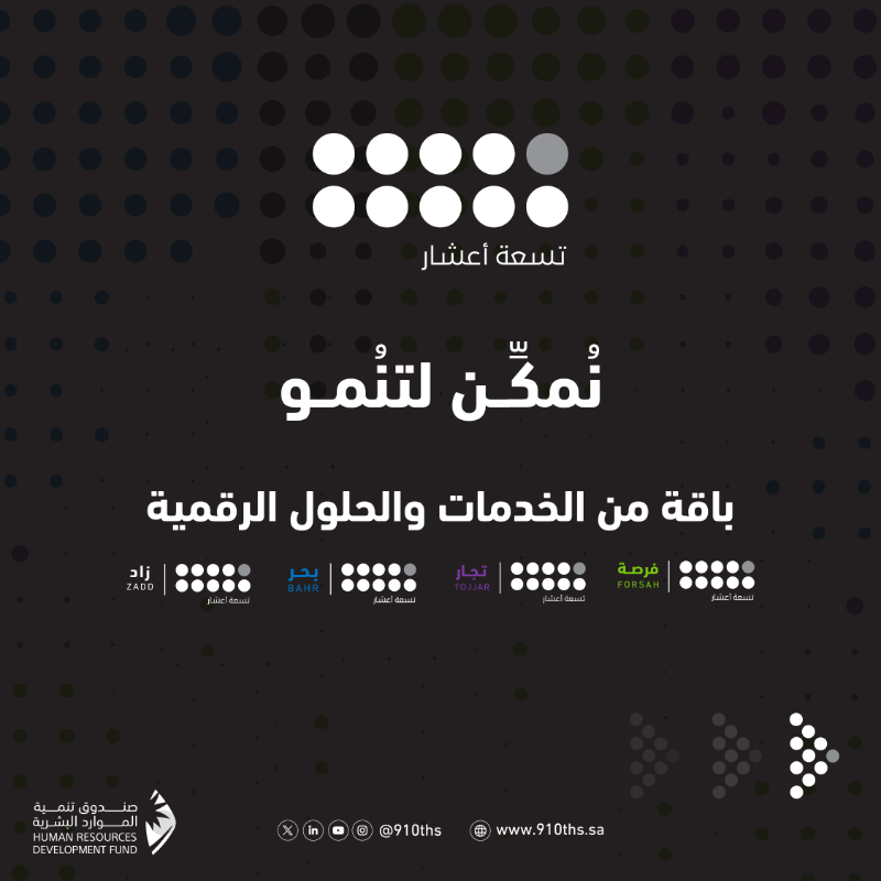 910ths's tweet photo. سواءً كُنت #شركة أو #رائد_أعمال أو #أسرة_منتجة أو #فرد.
خدمات #تسعة_أعشار المبتكرة تُمكنك لتنمو بأعمالك.

#نمكن_لتنمو