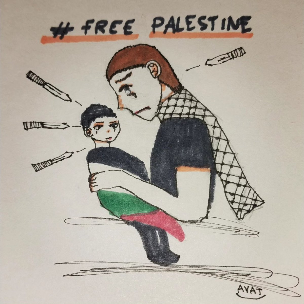 #istandwithpalestine  Very Heartbreaking, please take notice. 

#freepalestine #lebaneseillustrator #inktober2023 #arabartists #palestinewillbefree🇵🇸  #arabart