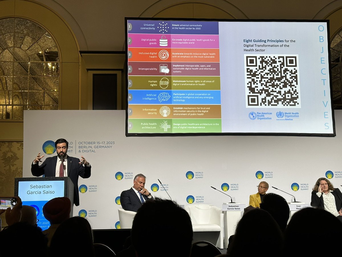 brianwong_'s tweet photo. @WorldBank @WorldHealthSmt @WBG_Health @GoogleHealth @YouTube @WHO @alabriqu @DTH_Lab @Trans4m_Health @IDAIR_Geneva @trans4mhealthid @HDC4SDGs @mathildeforslun @CISDI_ID @DiahSaminarsih @DrIvorHorn @Google @IlonaKickbusch .@sebgasa shares @pahowho’s 8 principles for #digitaltransformation of #health sector and key building blocks for inclusive #digitalhealth.

#Equity, #contextualisation, #interoperability, Digital Public #Infrastructure (DPI), &amp; meaningful #cooperation are critical!

#WHS2023 https://t.co/Kzg3V8P1f5