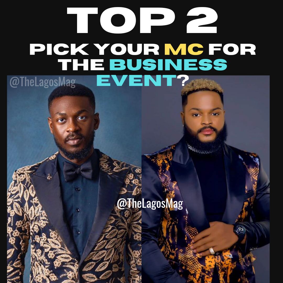 thelagosmag's tweet photo. If any of the top banks listed here require an event MC for their Q4 event, between Whitemoney and Adekunle, whom would you recommend?

 @ZenithBank @fidelitybankplc @FirstBankngr @ZenithBank @UBAGroup @gtbank https://t.co/h10TyGnJGw