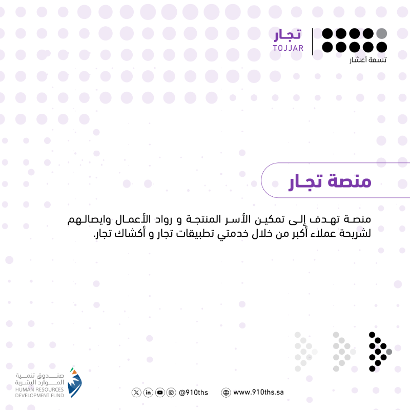 910ths's tweet photo. سواءً كُنت #شركة أو #رائد_أعمال أو #أسرة_منتجة أو #فرد.
خدمات #تسعة_أعشار المبتكرة تُمكنك لتنمو بأعمالك.

#نمكن_لتنمو