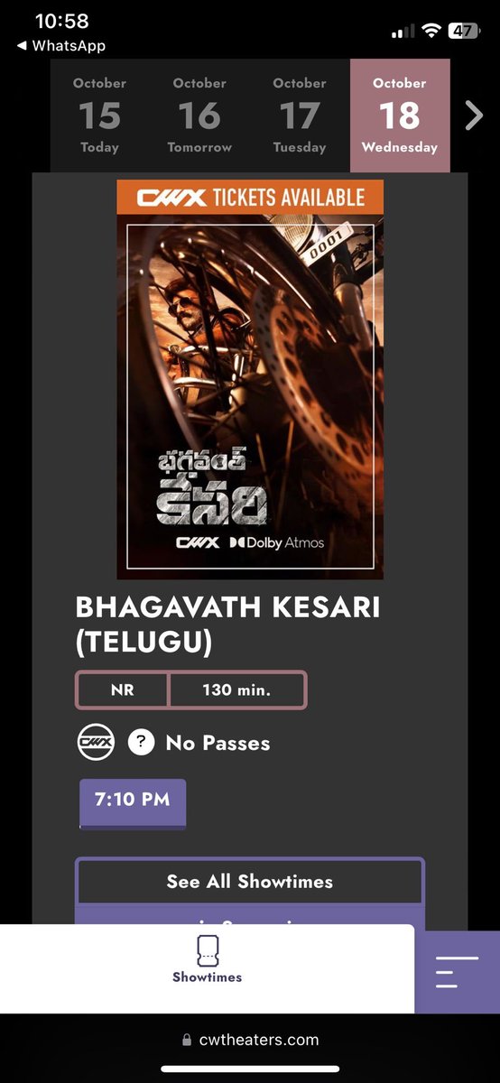 ‼️🚨

Boston…For the best experience, watch #BhagavathKesari in PLF at CW Theatres Majestic 7 Arsenal Yards, Watertown, MA.

Book your tickets now🎟️

cwtheaters.com/movies/Arsenal…