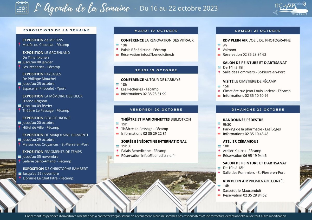 📆 𝗔𝗚𝗘𝗡𝗗𝗔 𝗗𝗘 𝗟𝗔 𝗦𝗘𝗠𝗔𝗜𝗡𝗘 📆
Retrouvez chaque dimanche toutes les animations de notre destination 🤗
Plus d’informations 👉 buff.ly/41jCEJl