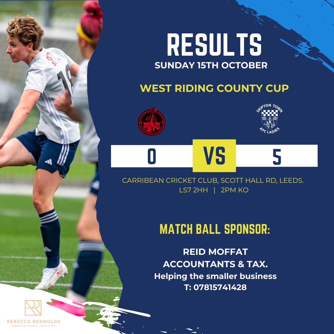 The first team advance in the County Cup after a victory over <a href="/Republica_FC/">Republica-I F.C</a> 🙌

Our goals by Emily Throup (3) and Holly Morgan (2) ⚽️

Match ball sponsored by Reid Moffat ⚽️

#MightyWhites 🤍