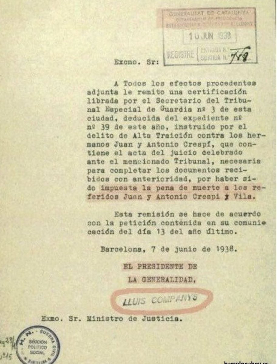 JavidePablo's tweet photo. @salvadorilla Te recuerdo que el genocida de Lluis Companys fue el mayor asesino de catalanes de la historia con más de 25.000 muertes incluidas el del tercer presidente de la Generalitat. 

Tuvo 6 campos de concentración.

Fue juzgado y condenado por los crímenes que hizo, no por ser catalán https://t.co/7mD7UDEnOu