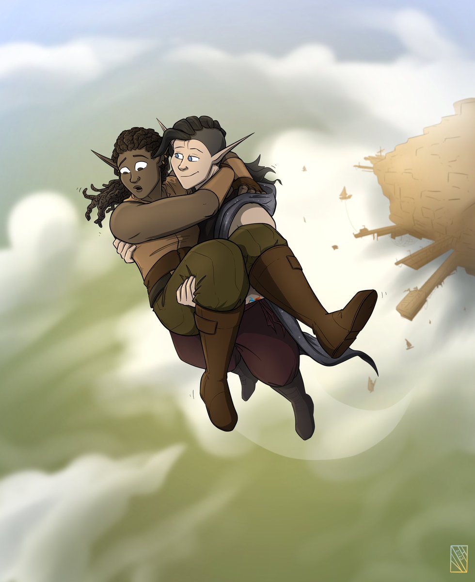 Iddstar's tweet photo. Drew this one for @yankingmyvajane. Was a super fun way to break the art block I’ve been struggling with lately. 

Very gay moment from one of the latest D&amp;D sessions. #dndart #dndcharacterart #flyingmonk https://t.co/P1yBcNF1iO