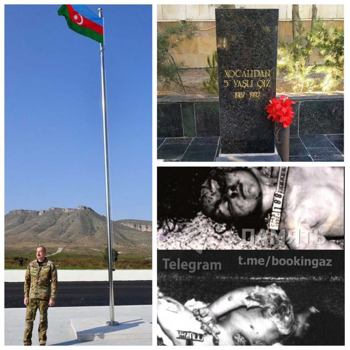 My dear girl, this day has come. No one knows your name, for me you are the soul of #Khojaly, a symbol of 63 children killed by #Armenia/ns in one night.

You and I have dreamed and waited for so long, sometimes losing hope, but faith never left us. You see, the flag over