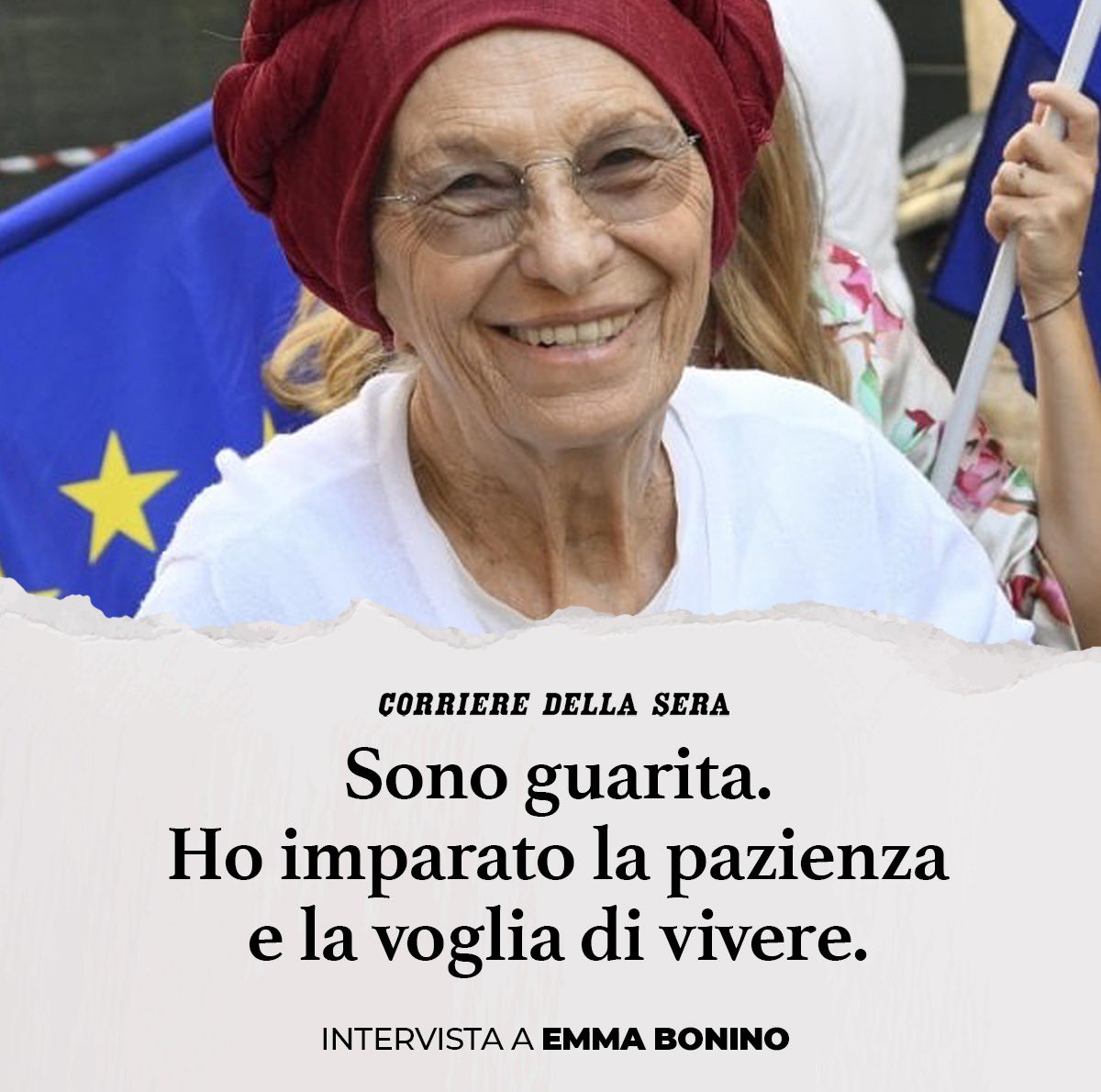 Sono riuscita a separare me dalla mia malattia, ho lasciato tutto in mano a degli ottimi medici. Dopo otto anni eccomi qua. I miei capelli non cresceranno più, ma intanto ho vinto io.

La mia intervista al <a href="/Corriere/">Corriere della Sera</a>: corriere.it/politica/23_ot…