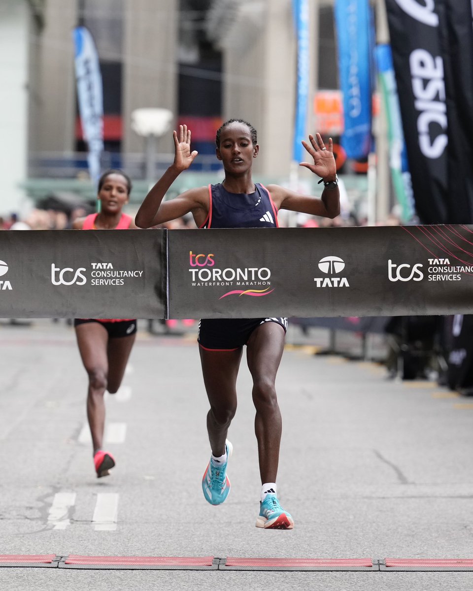 Fast is an understatement ⚡ After a close but steady race, Buze Diriba took the last-minute lead for a marathon win in Toronto 🇨🇦 What running dreams are made of 🔥 👟 #Adizero Adios Pro 3 ⏱️ 2:23:11 #ImpossibleIsNothing