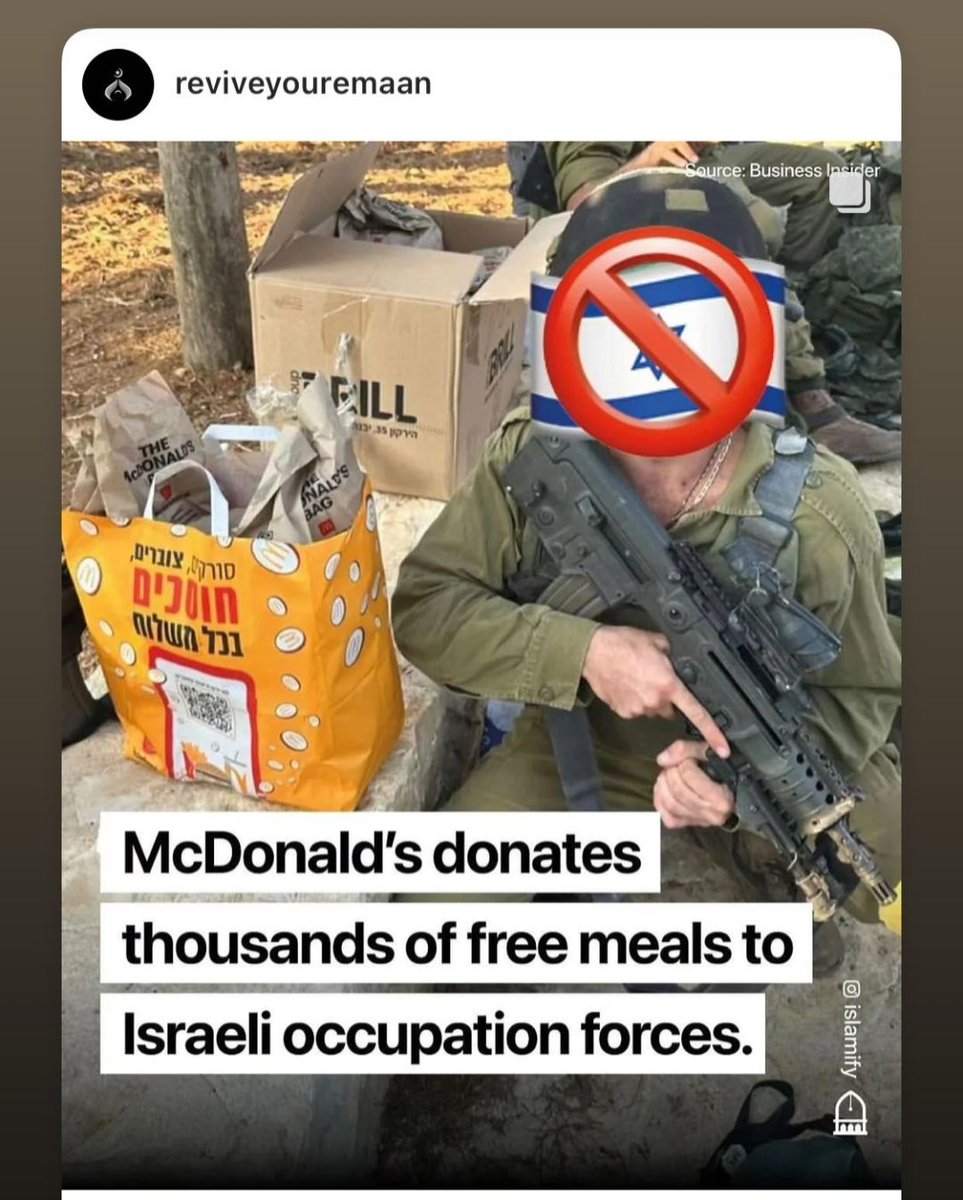 syedrome108's tweet photo. I think this is how you justify your imaan
Bycott MacDonalds
#Imaan 
#BoycottIsrael
#bycottisraeliproducts 
#bycottmacdonalds
🙏🙏🙏🙏🙏🙏🙏 https://t.co/hDkS9NPr0X