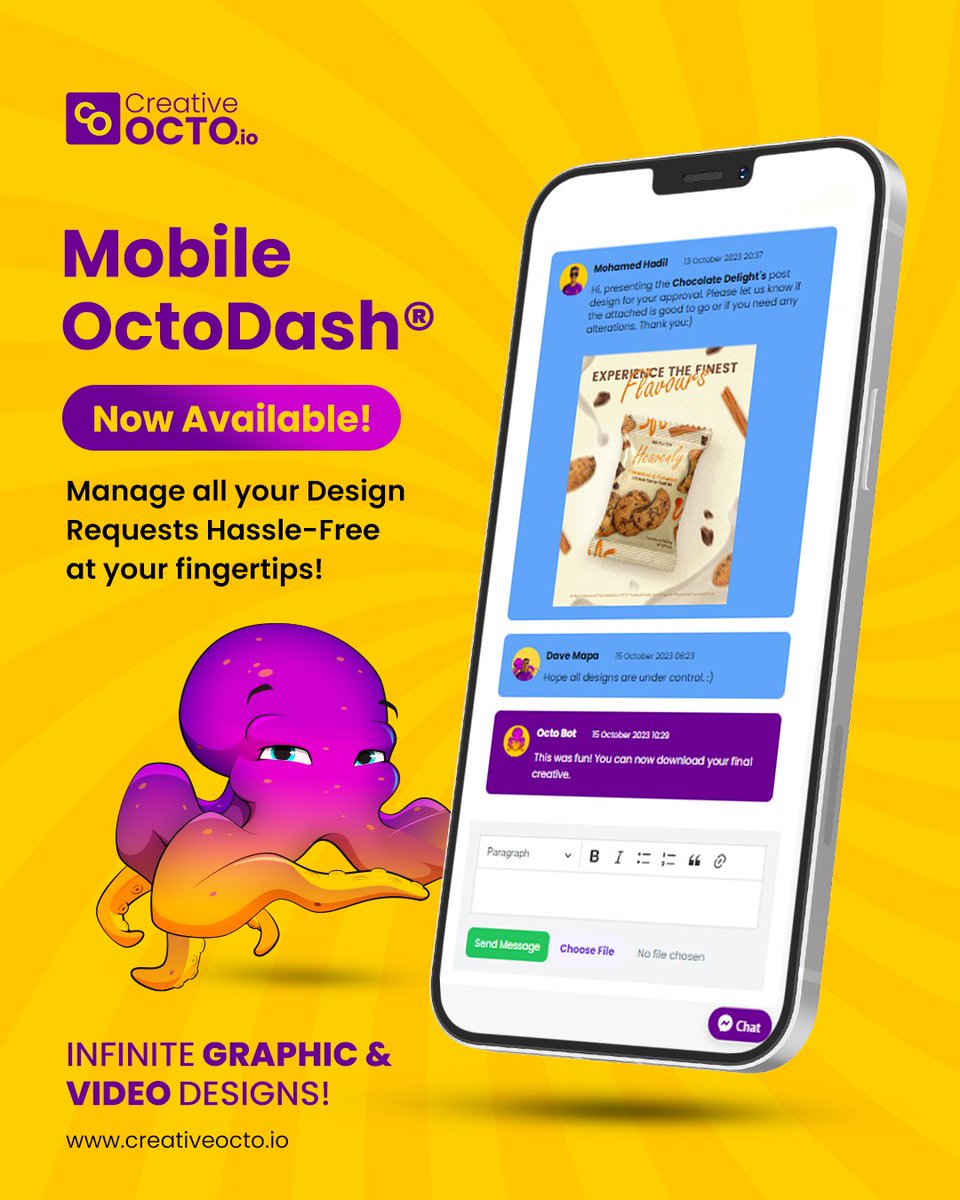CreativeOctoIO's tweet image. Take control of your design requests on the go! OctoDash® now on mobile – simply log in at creativeocto.io using your mobile browser. No app download required!

#OctoDash #MobileDesign #DesignRequests #OnTheGo #CreativeOcto #MobileProductivity #NoAppDownload