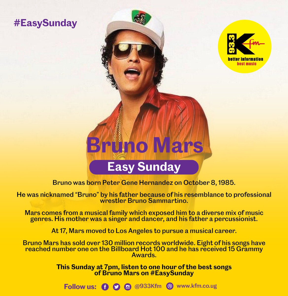 Just 20 mins to finesse 🙌🏽😮‍💨.

Bruno Mars on #EasySunday @933kfm