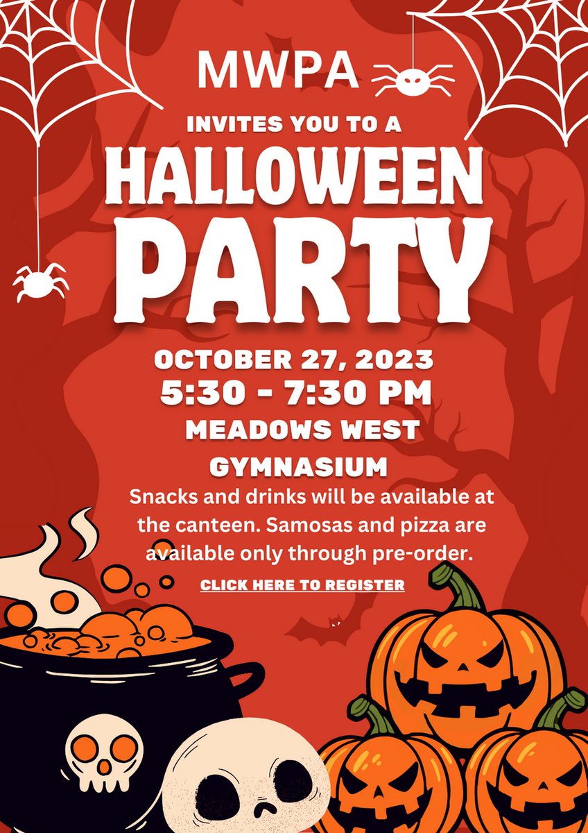 MWPA is hosting a Halloween Dance Party at Meadows West, October 27, 5:30-7:30pm Click to register: shorturl.at/aAGTU