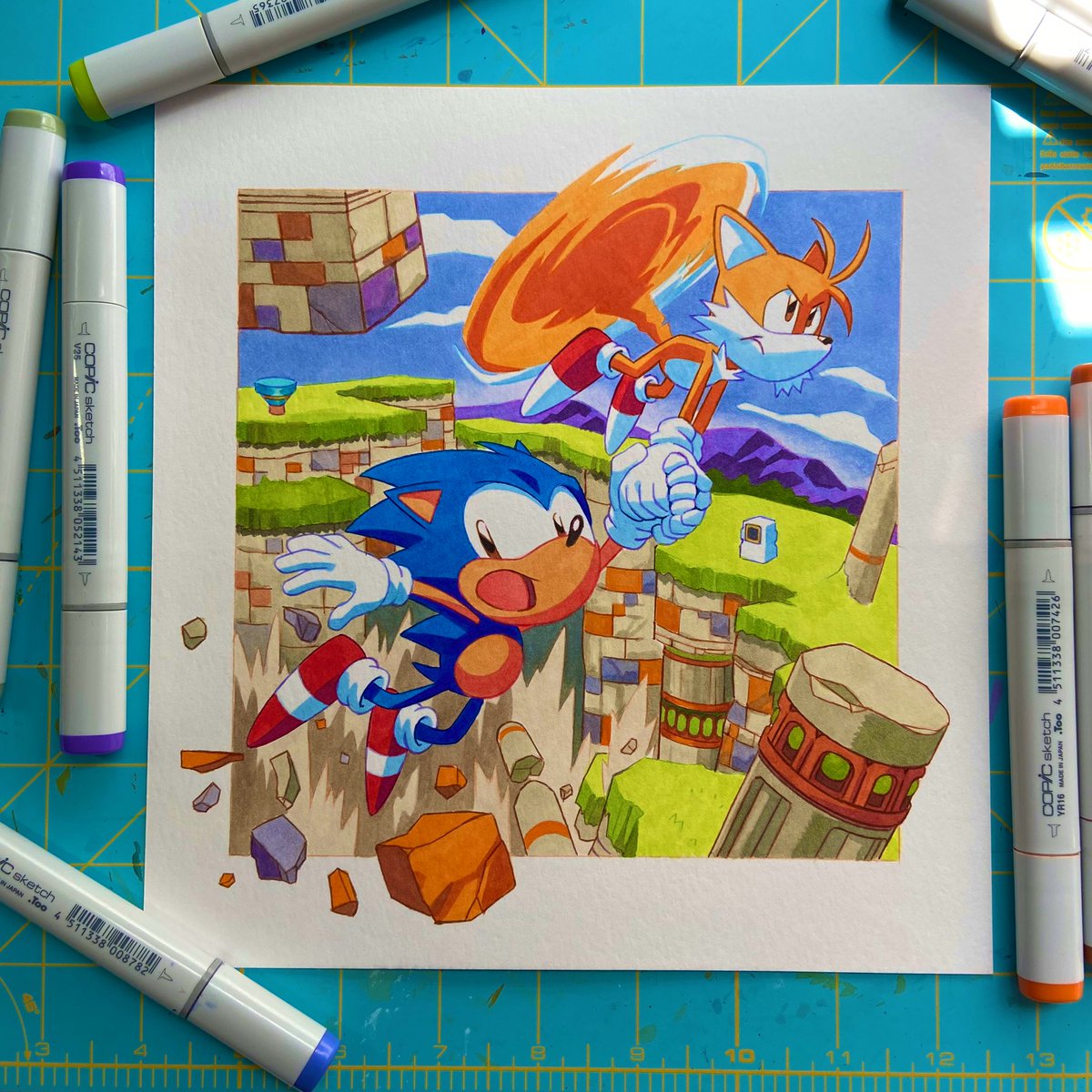 actionhankbeard's tweet photo. Sonic &amp; Tails commission #CopicMarkers https://t.co/nrBmcQmOQD