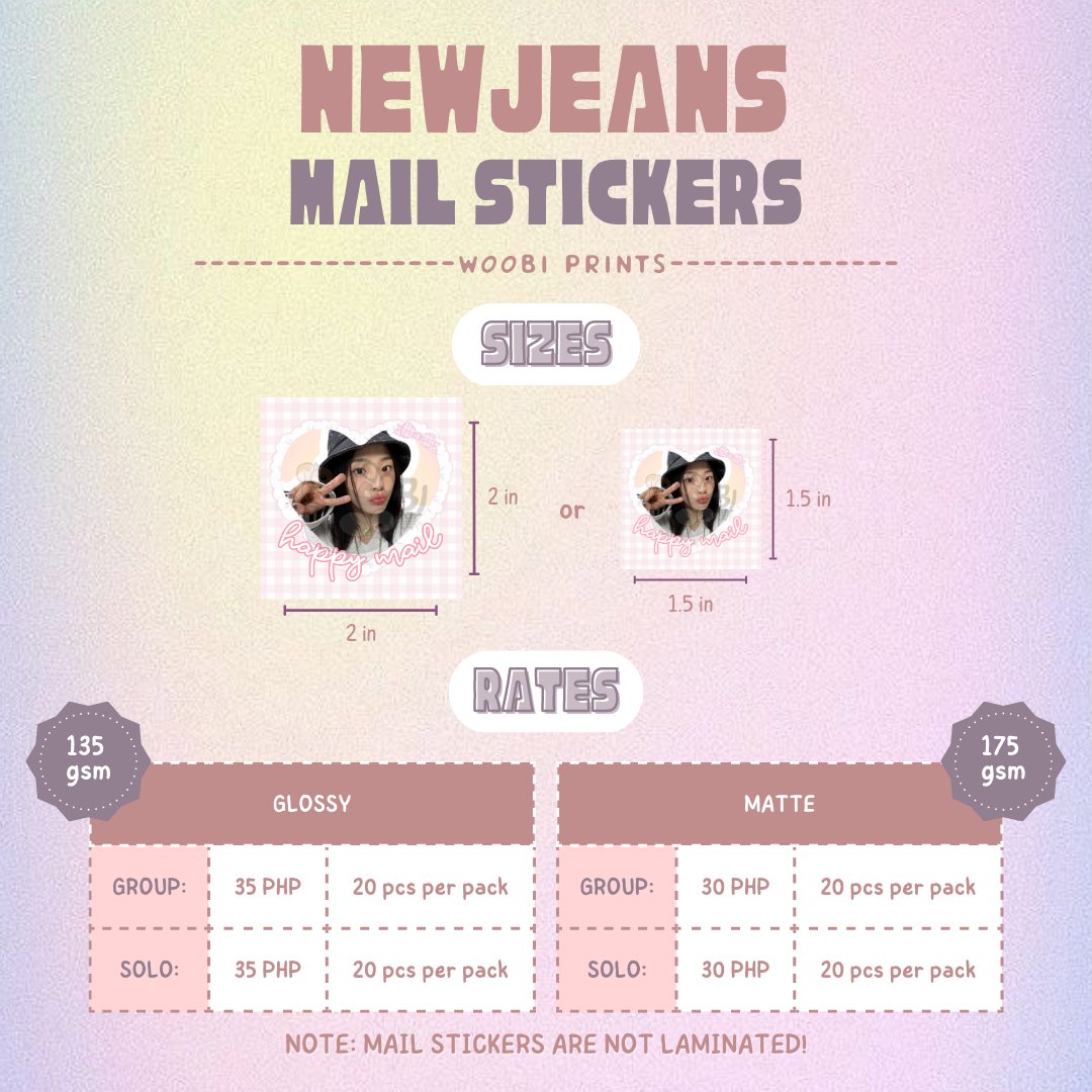 woobiprints's tweet photo. NEWJEANS Mail Stickers | #WoobiPrints_Sells 💌

→ ₱30-₱35 + pf + sf
→ w/ or w/o "happy mail"
→ Pre-order!
→ rcbyt! https://t.co/zwGzlROHlf

🛒 reply/dm to avail!

# wts lfb ph mail stickers bns essentials packing materials https://t.co/xRwUfkmDbq