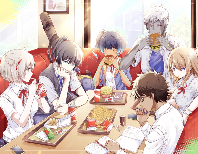#とにかくワチャーッと集合してる絵を晒す見た人もやる一番わちゃっとしてた周年絵は何度か再掲したのでこれで。 