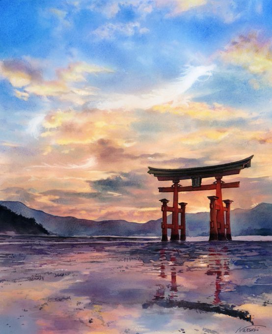 「cloudy sky torii」 illustration images(Latest)