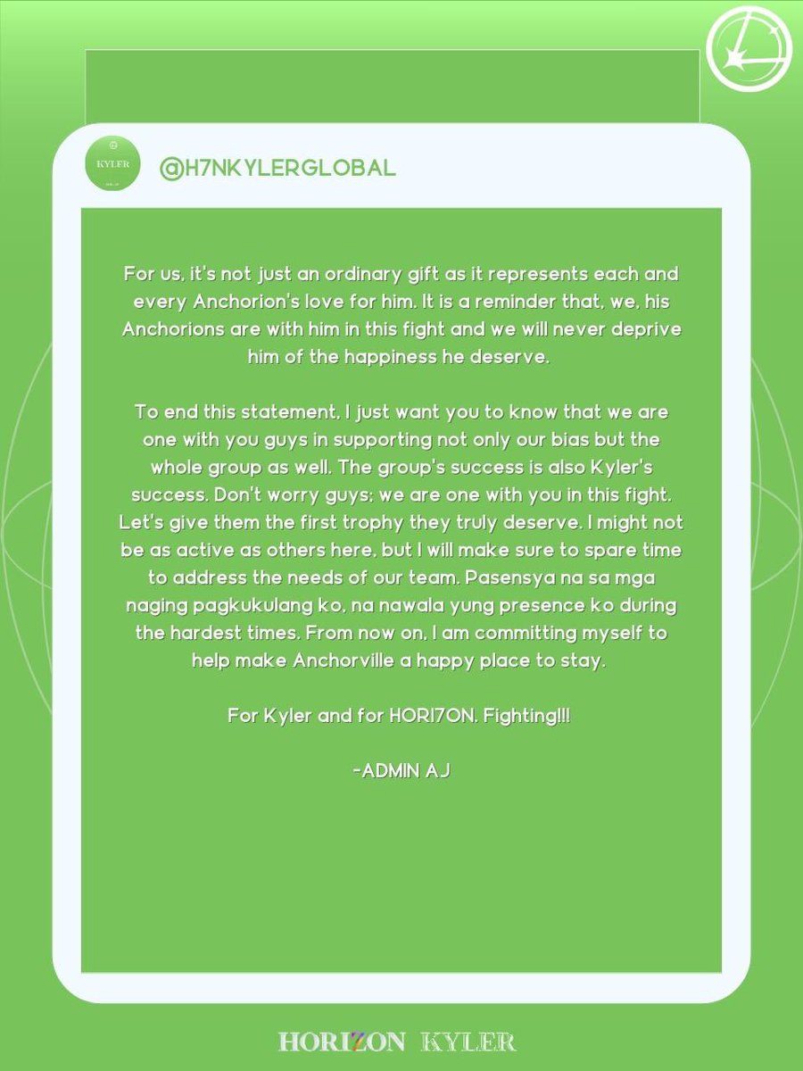 My beloved Anchors and Anchorions

Thank you for supporting our Ky.  I will make sure na kaisa ninyo ako for our Ky and for Hori7on. Orions, isang mahigpit na yakap. Fighting!