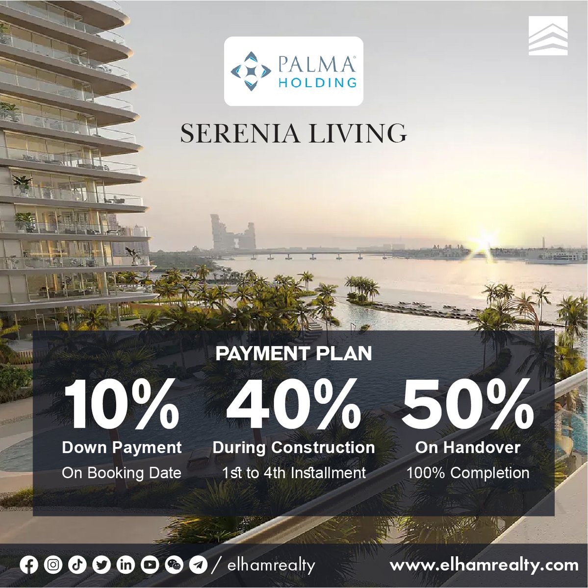 elhamrealty's tweet photo. Serenia Living by Palma offers an exquisite range of 2 to 6-bedroom luxury residences, including Sky Mansions and Penthouses, on Palm Jumeirah's West Crescent.  This waterfront marvel is designed to redefine luxury beachfront living. Starting at AED 88 M. #elhamrealty #ereae https://t.co/h82JSGOmkk