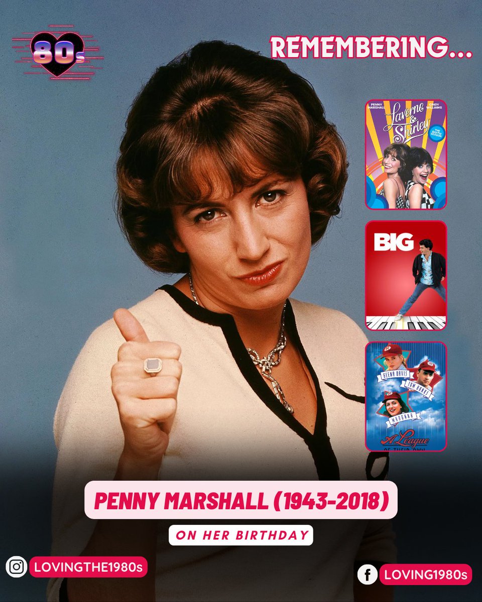 Today, on her birthday, we take a moment to remember the life and work of Penny Marshall (1943-2018). 🕊️

🎥 #Lovingthe80s #80sNostalgia #LaverneandShirley #PennyMarshall