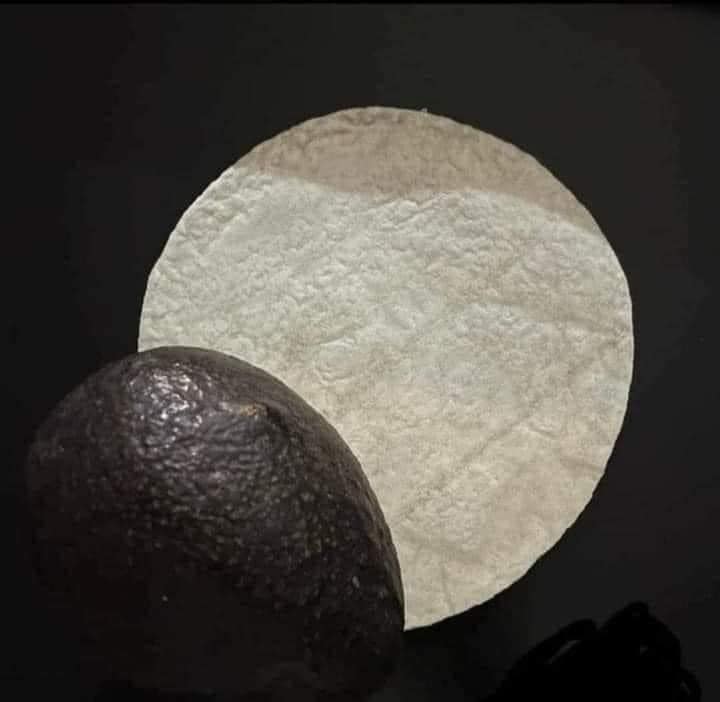 If you missed yesterday's eclipse you can always move an avocado across a tortilla.