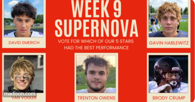 middletonhsfb's tweet photo. Congratulations to Brody Crump for being nominated for @WiStateJournal’s Supernova of the Week! Click the link to vote for Brody! 👇
https://t.co/36BXtYM12z https://t.co/5B2Nio4K65